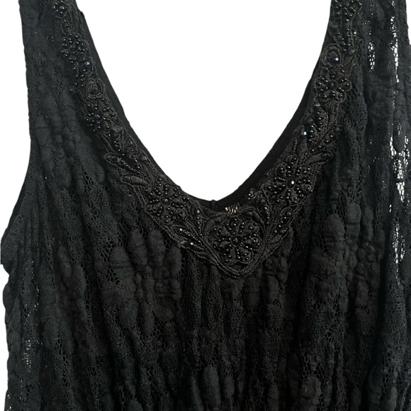 Free People Black Lace Tank Dress w/Beaded Neckline Size M NWT - Picture 8 of 13